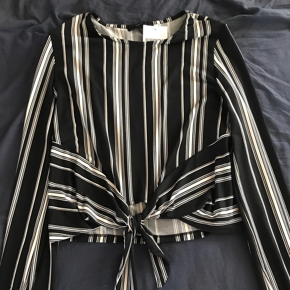 Black and white striped top
